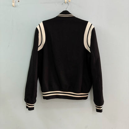 Saint Laurent Paris Black and white patchwork baseball jacket