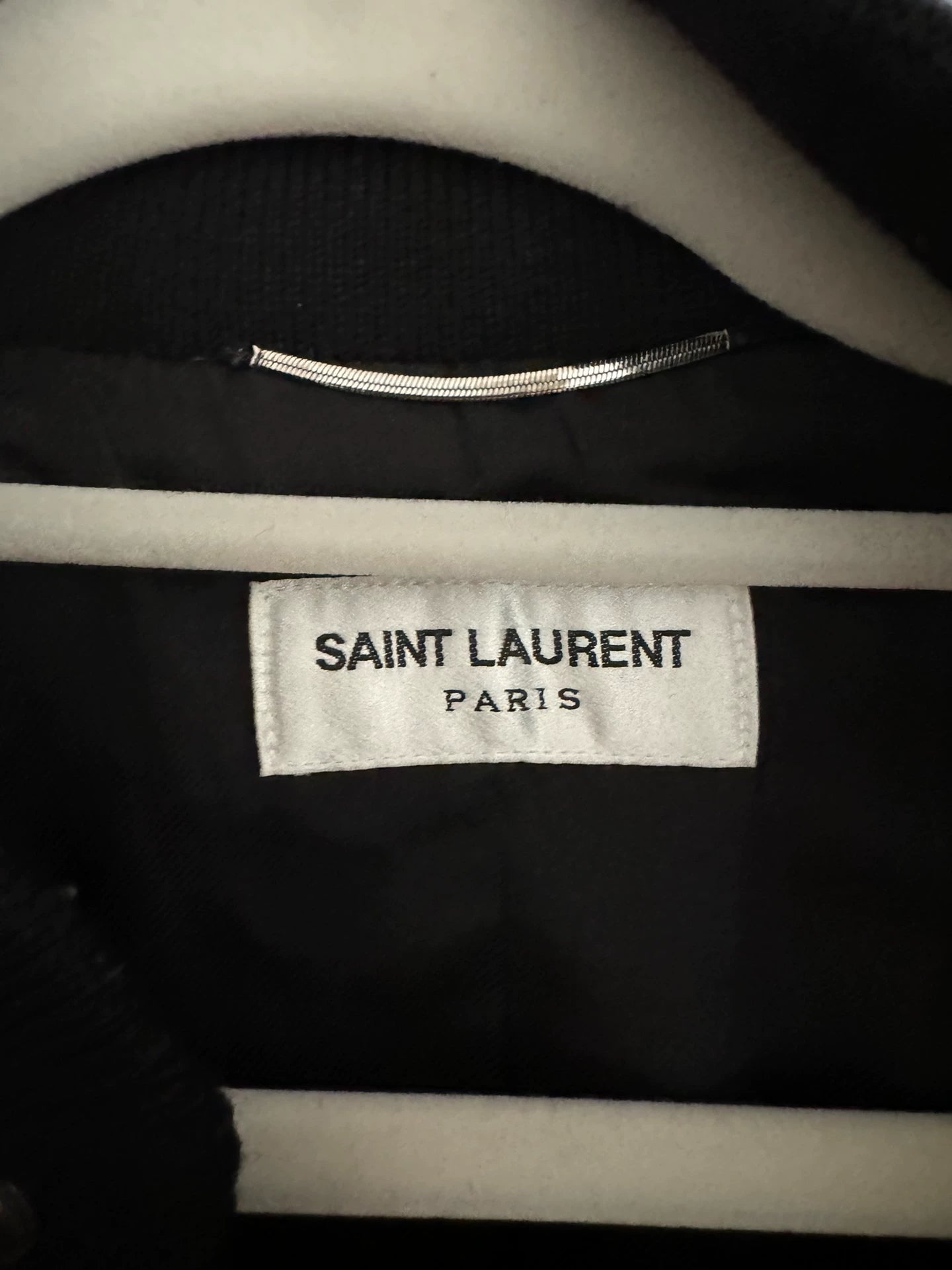 Saint Laurent Paris Black and white patchwork baseball jacket