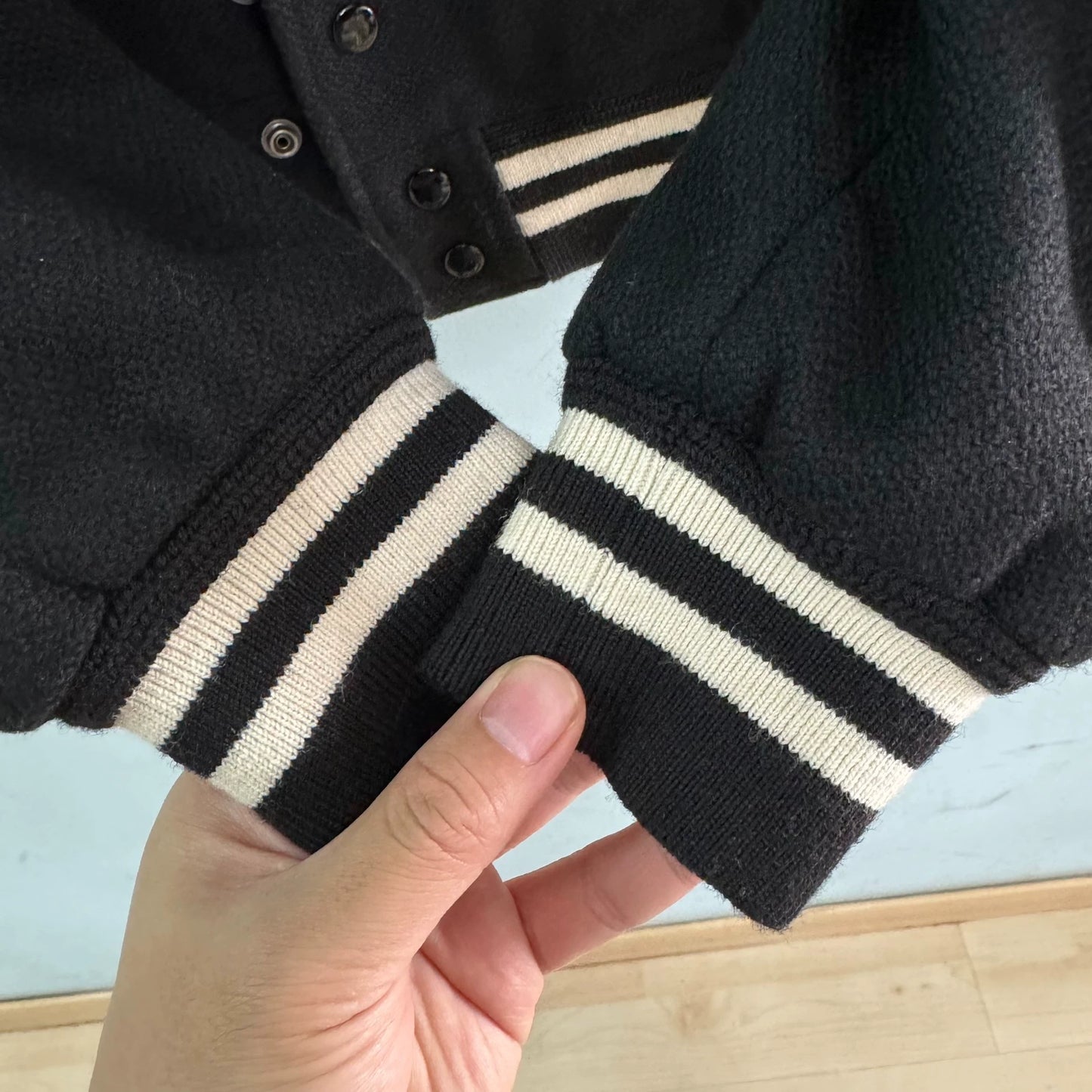 Saint Laurent Paris Black and white patchwork baseball jacket