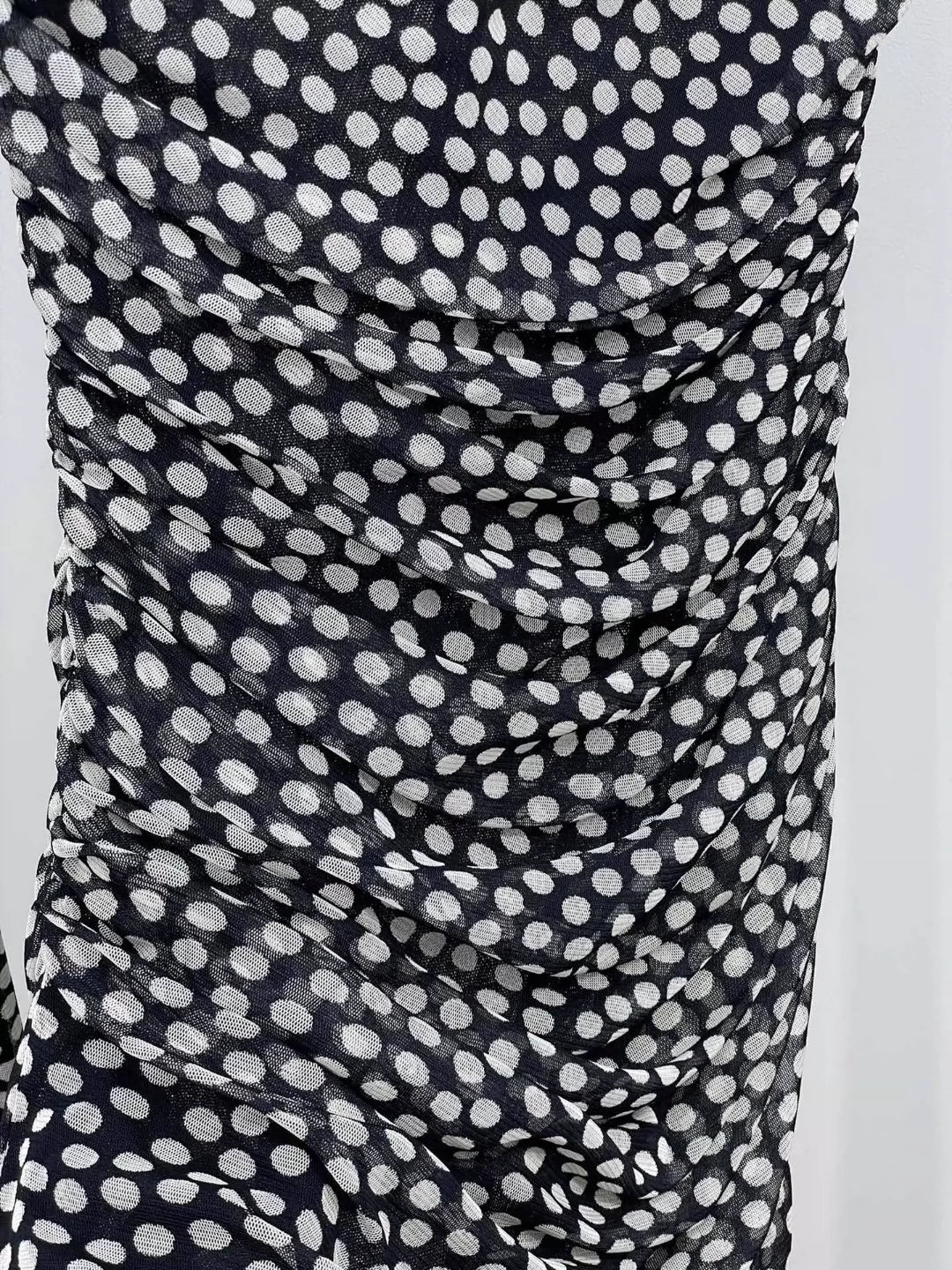 Saint Laurent Paris Black and white spotted mesh dress