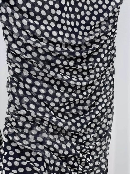 Saint Laurent Paris Black and white spotted mesh dress