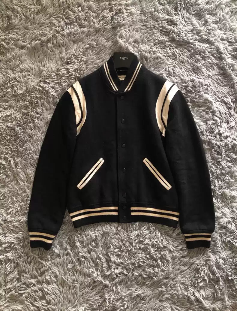 Saint Laurent Paris Black and white baseball jacket