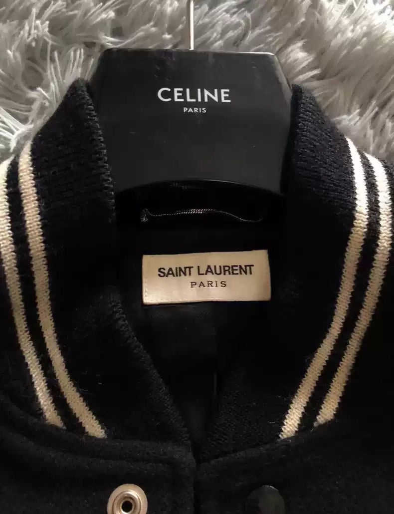 Saint Laurent Paris Black and white baseball jacket