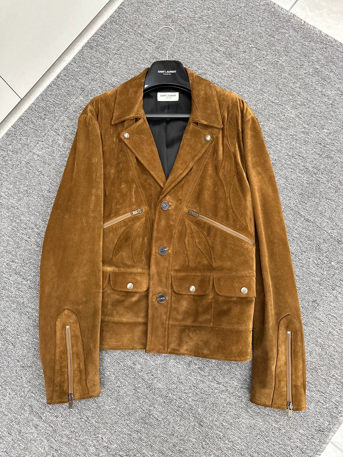 Saint Laurent Paris20SS carved suede jacket