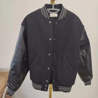 Saint Laurent ParisBlack baseball jacket