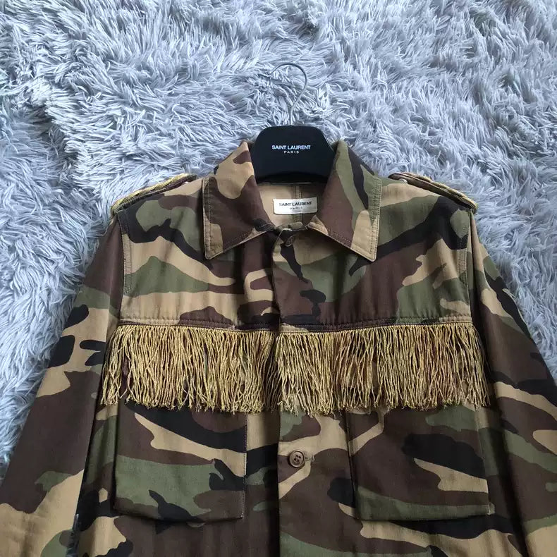 Saint Laurent Paris 15ss camouflage jacket with gold thread