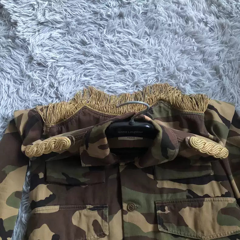 Saint Laurent Paris 15ss camouflage jacket with gold thread