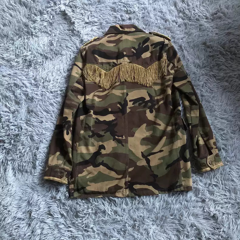 Saint Laurent Paris 15ss camouflage jacket with gold thread