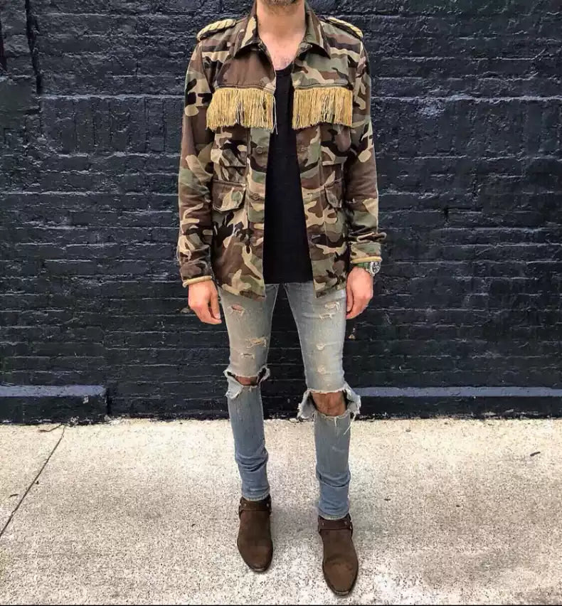 Saint Laurent Paris 15ss camouflage jacket with gold thread