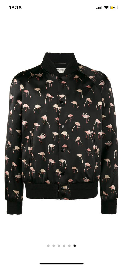 Saint Laurent Paris Flamingo print jacket