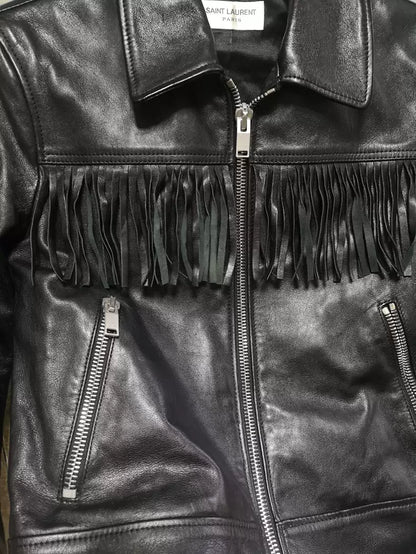 Saint Laurent Paris Fringed leather