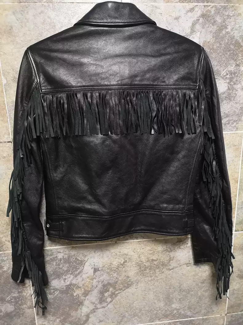 Saint Laurent Paris Fringed leather