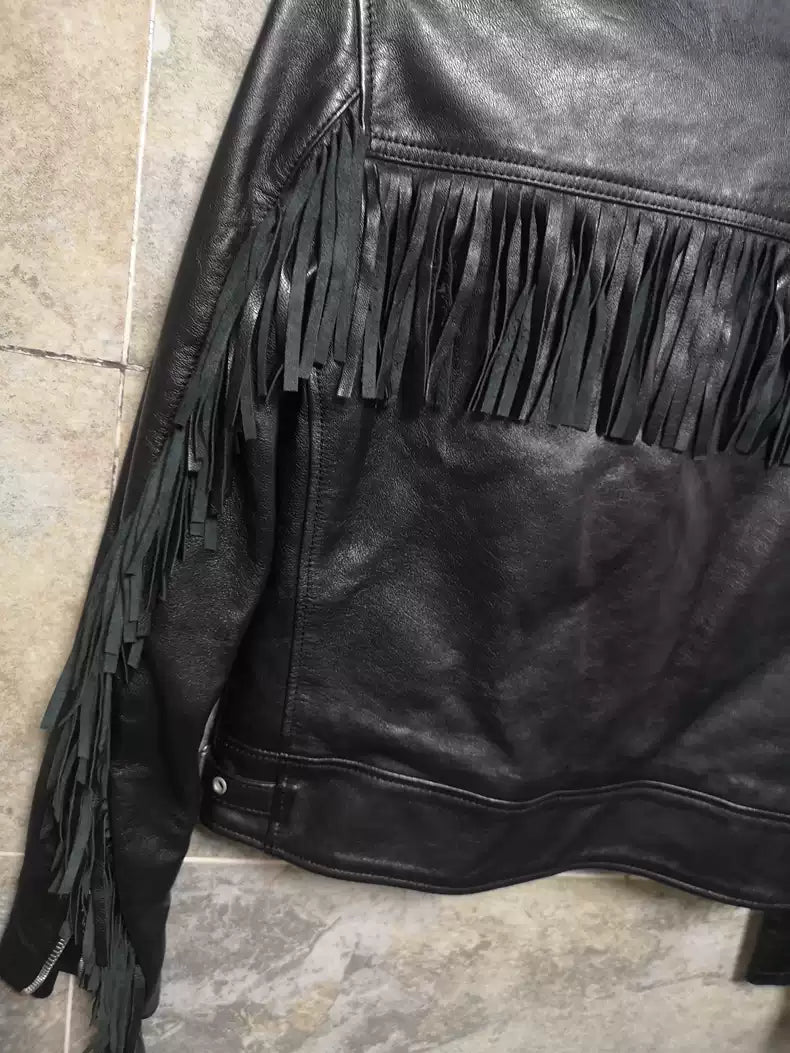 Saint Laurent Paris Fringed leather