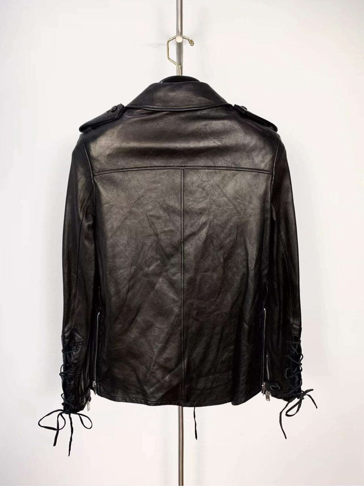 Saint Laurent Paris Lace up lapel leather jacket