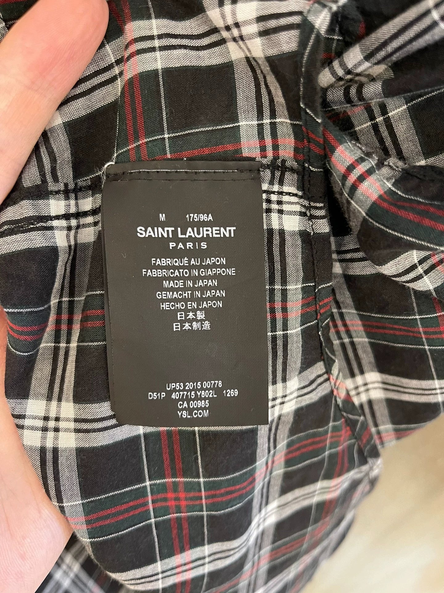 Saint Laurent Paris Plaid shirt