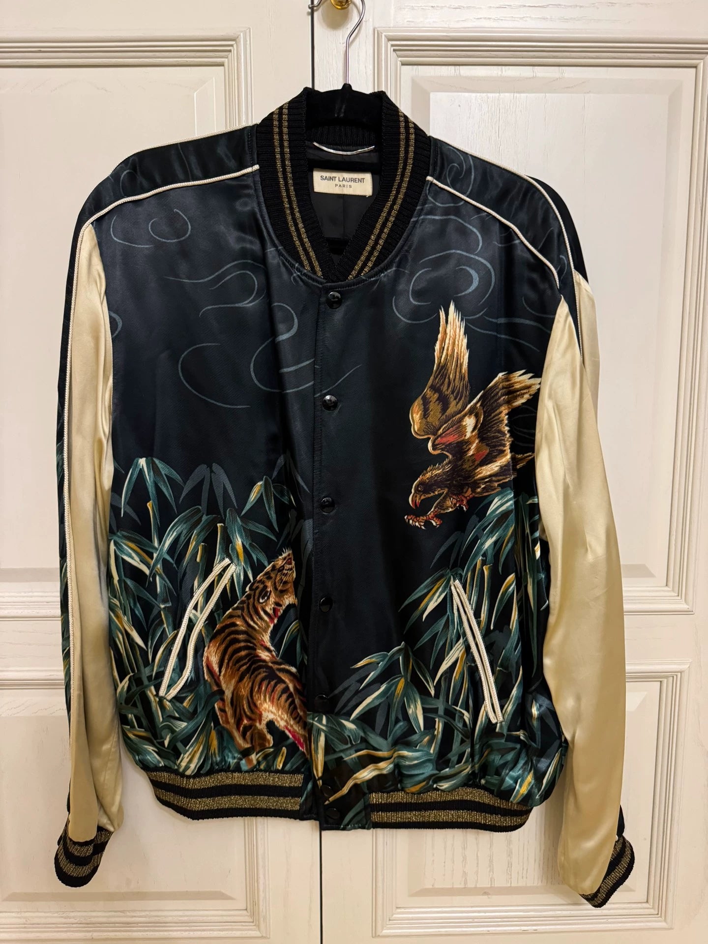 Saint Laurent Paris Tiger Eagle Silk Jacket