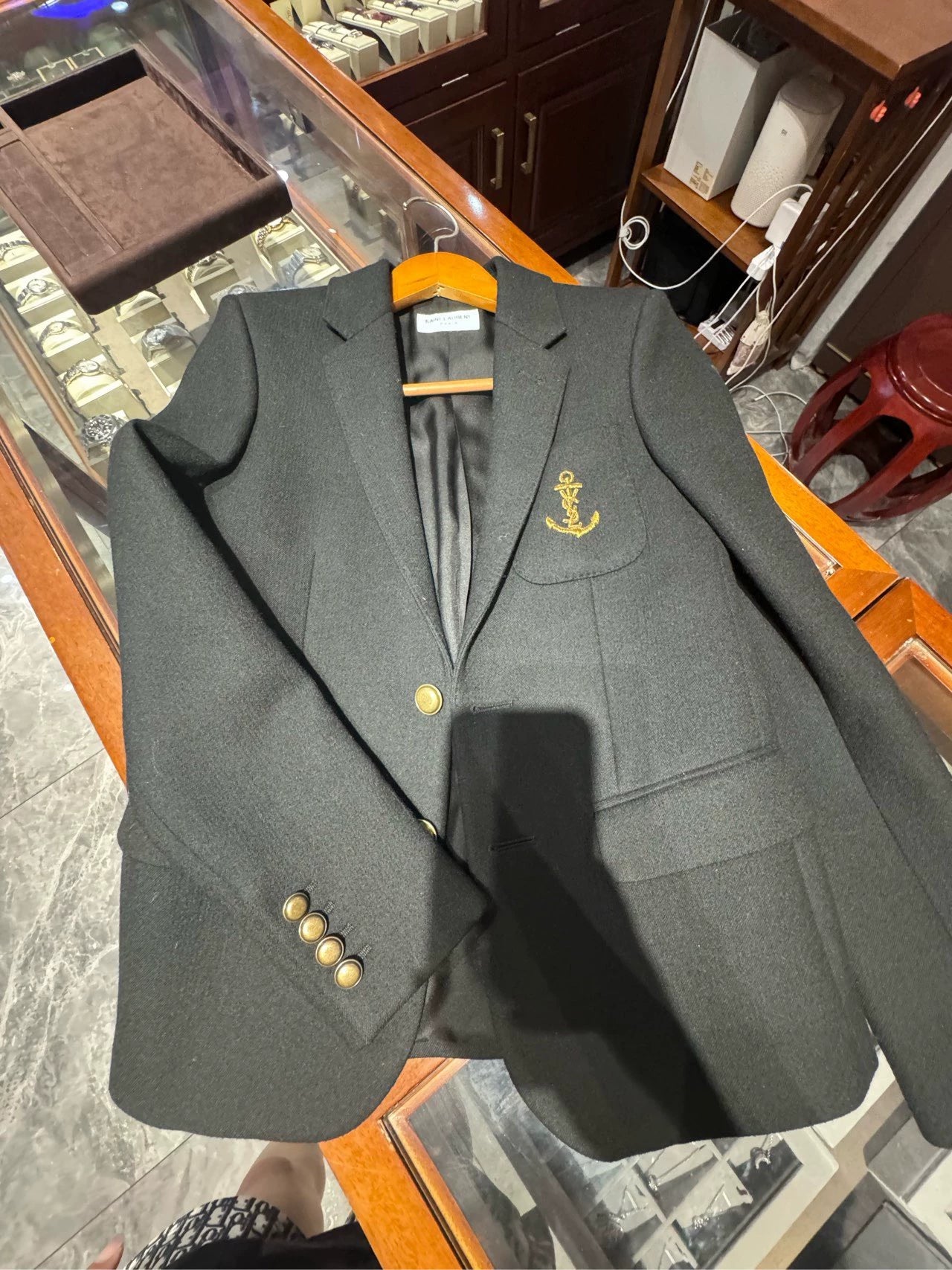 Saint Laurent Paris Anchor wool felt suit jacket