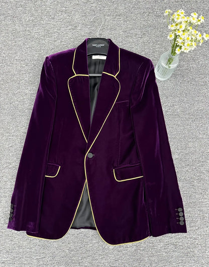 Saint Laurent Paris16fw purple velvet suit jacket