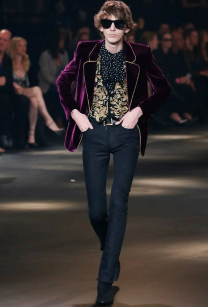 Saint Laurent Paris16fw purple velvet suit jacket