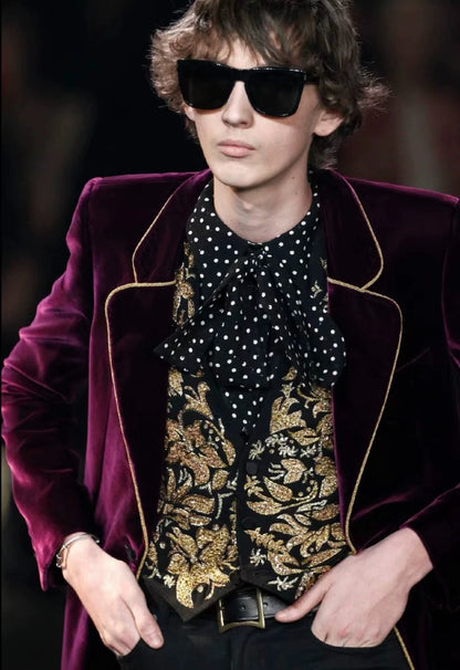 Saint Laurent Paris16fw purple velvet suit jacket