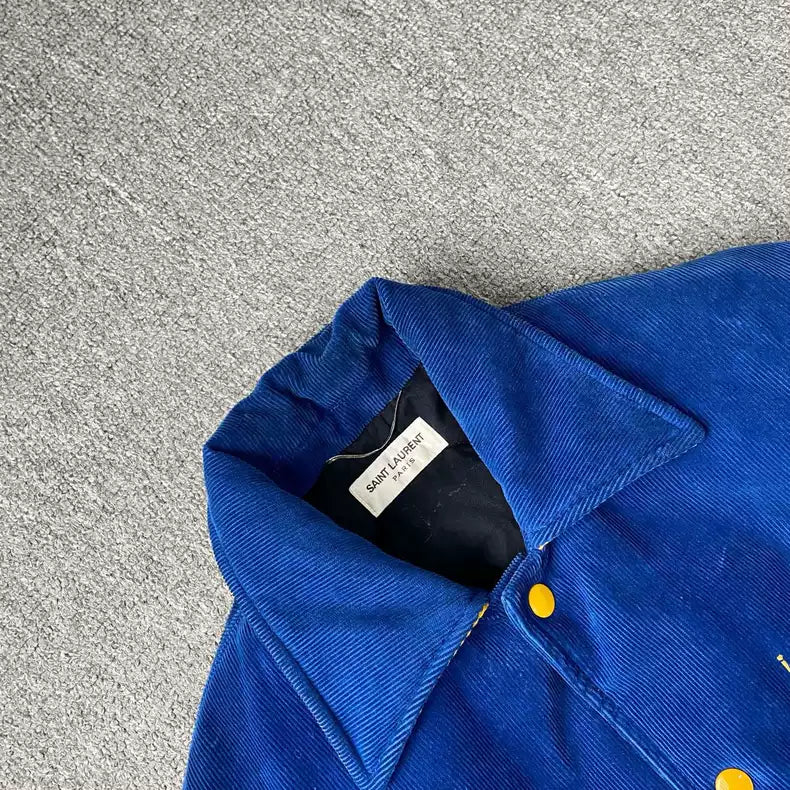 Saint Laurent Paris Color blocked corduroy jacket