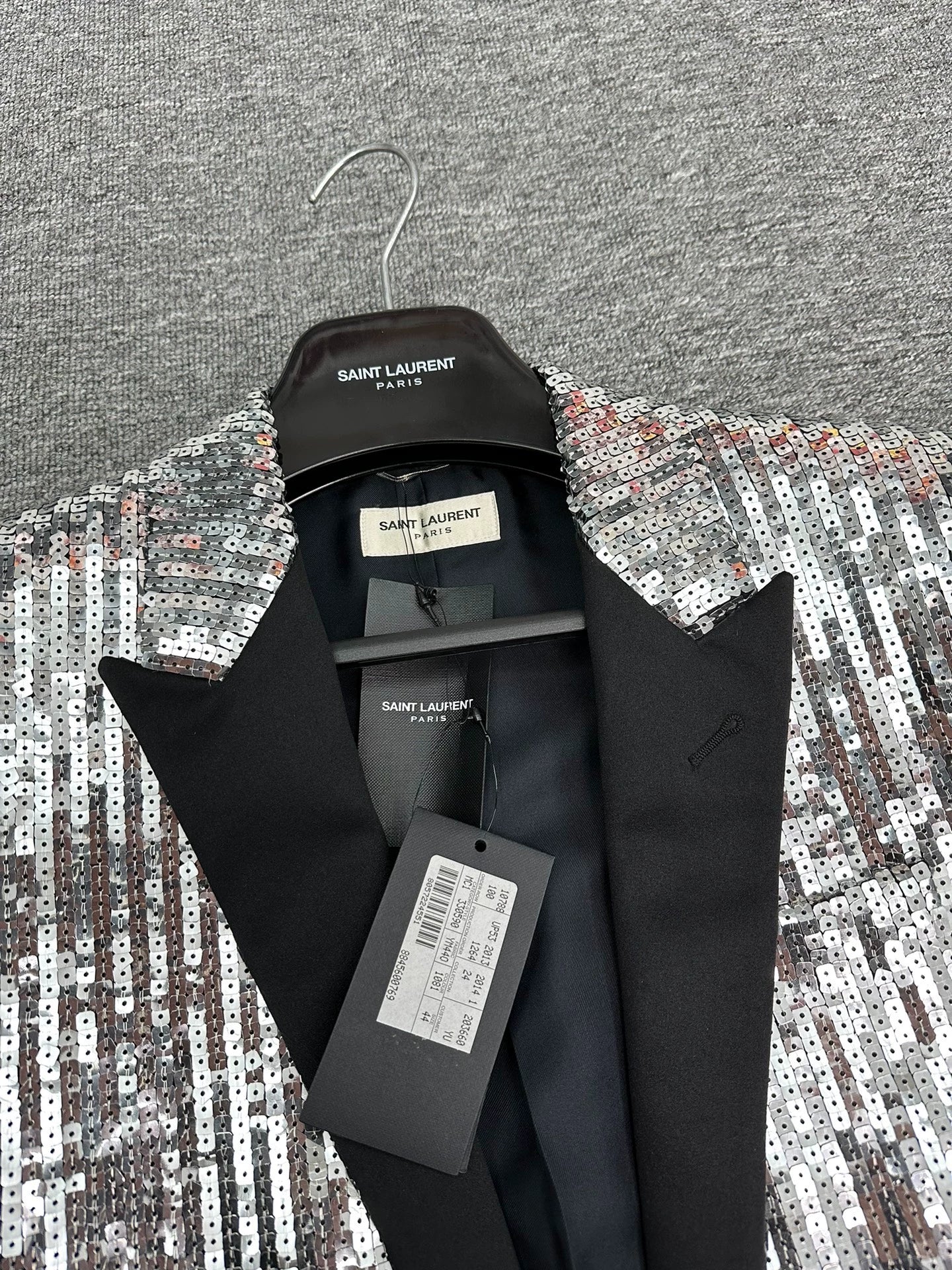 Saint Laurent Paris13FW Year Silver Shining Smoking Jacket