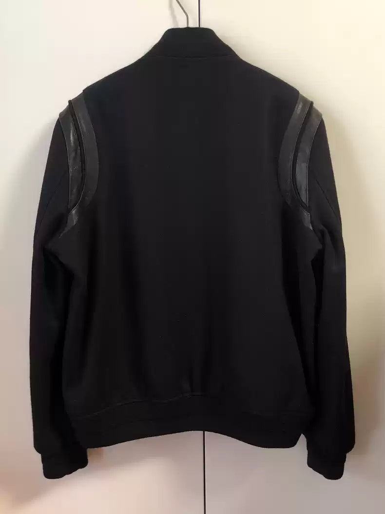 Saint Laurent Paris Wool patchwork baseball jacket