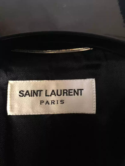 Saint Laurent Paris Wool patchwork baseball jacket