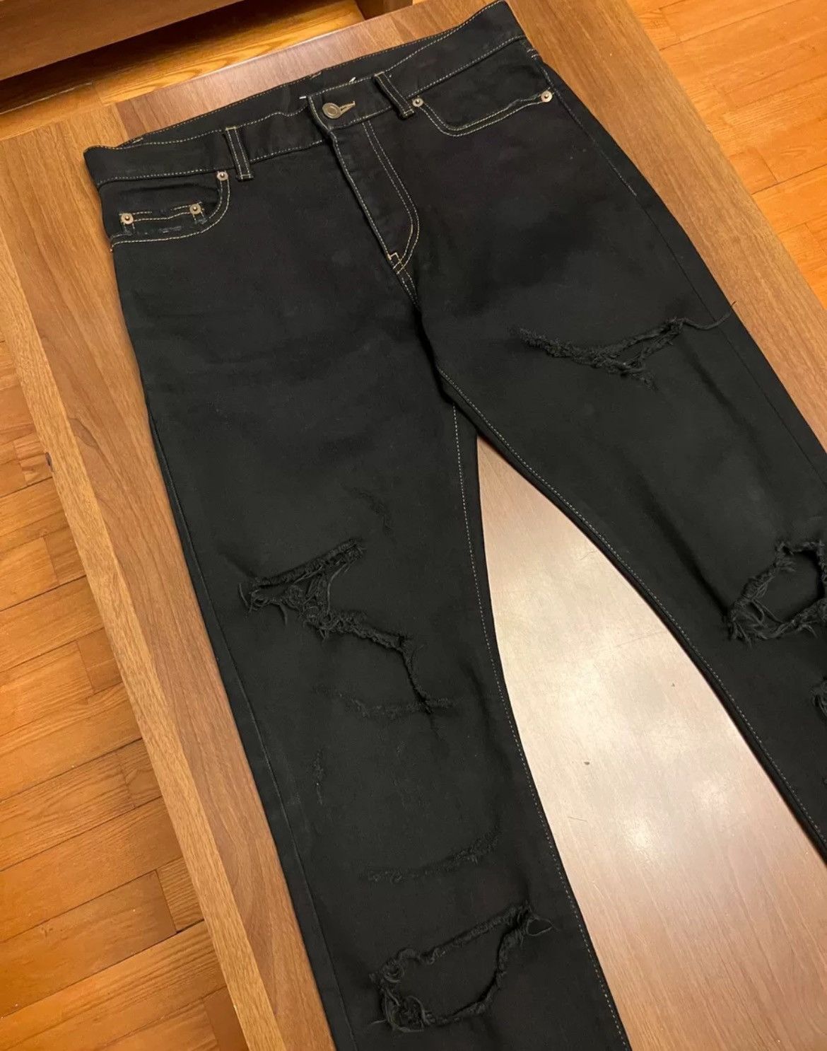 Saint Laurent 16ss Yellow Line Damaged Jeans - DMC