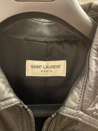 Saint Laurent Paris Back rhinestone leather jacket