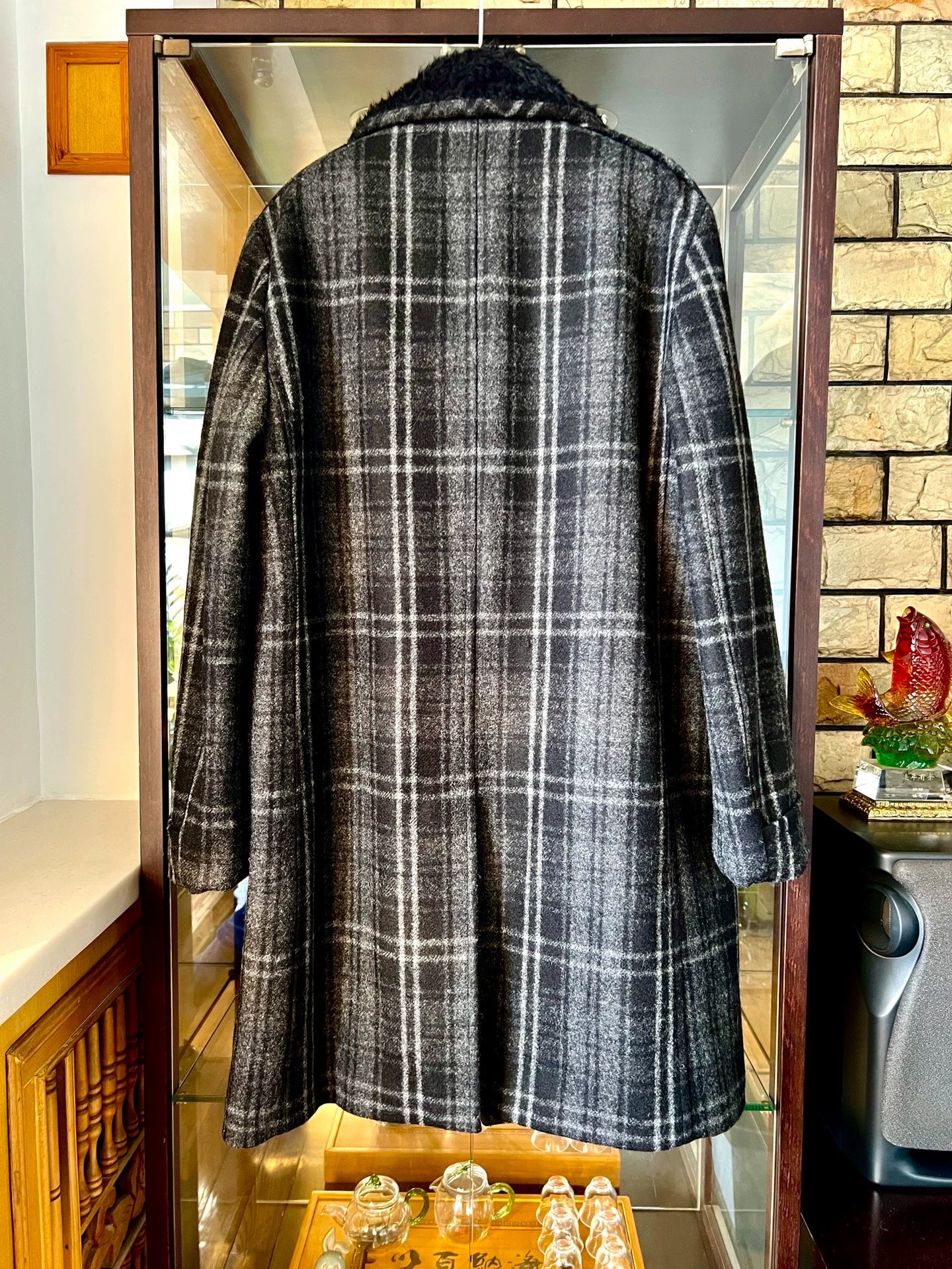 Saint Laurent Paris 19fw alpaca wool plaid coat