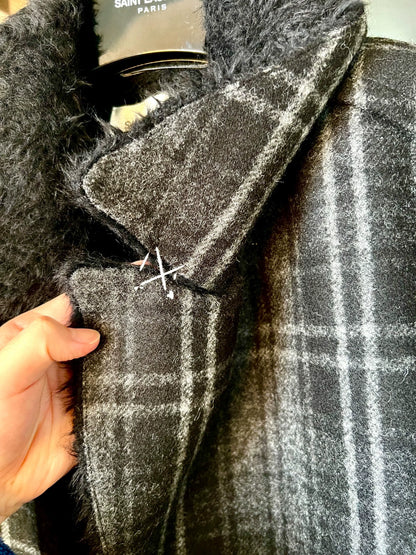 Saint Laurent Paris 19fw alpaca wool plaid coat