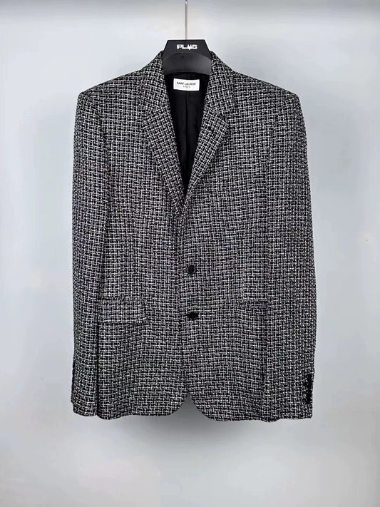 Saint Laurent Paris Knitted silver wire suit jacket