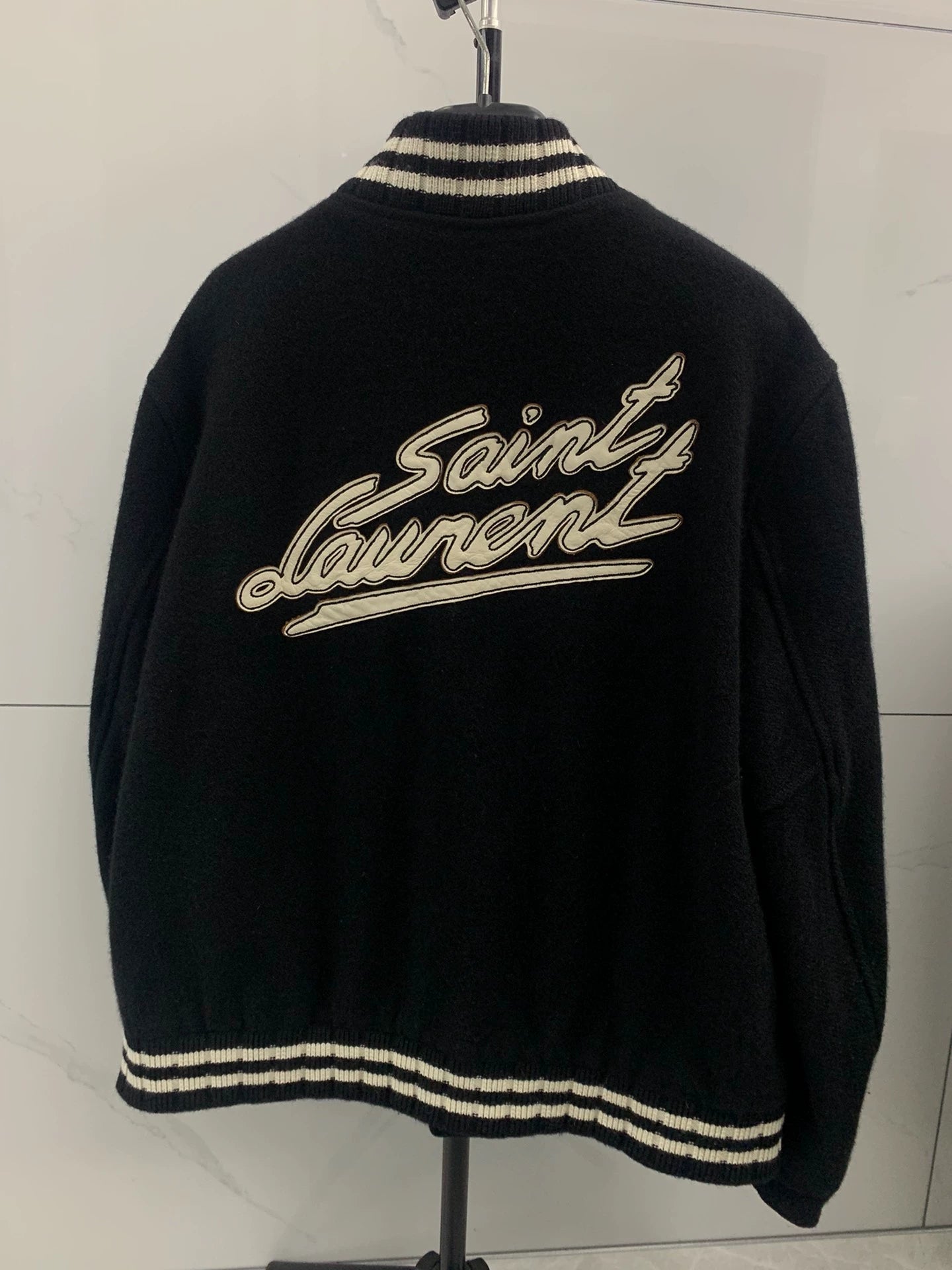 Saint Laurent Paris Signature wool baseball jacket