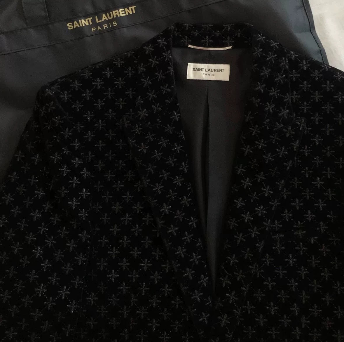 Saint Laurent Paris Heavy Industry Embroidered Velvet Jacket