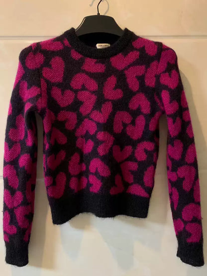 Saint Laurent Paris Pink heart-shaped sweater