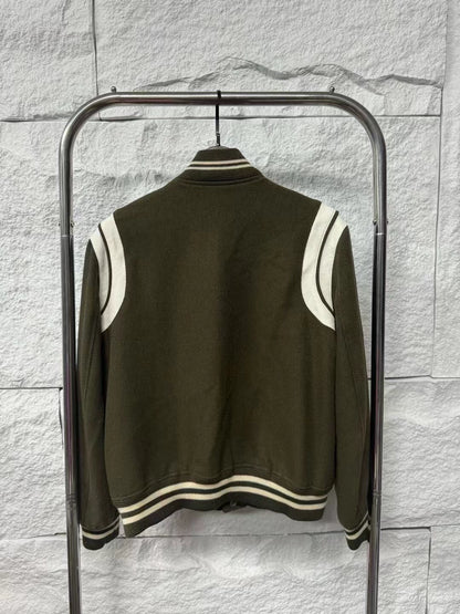 Saint Laurent Paris Olive green baseball jacket