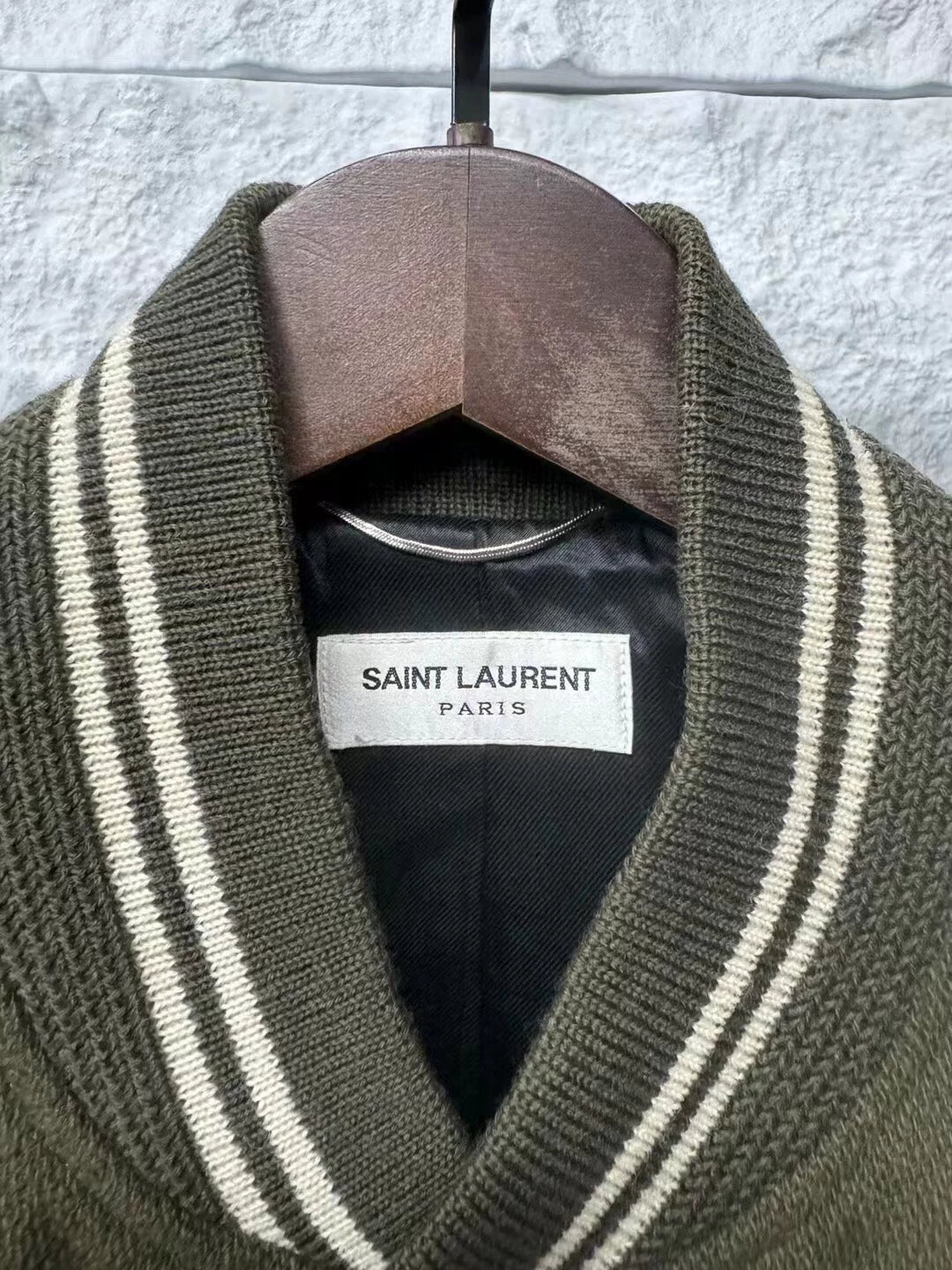 Saint Laurent Paris Olive green baseball jacket