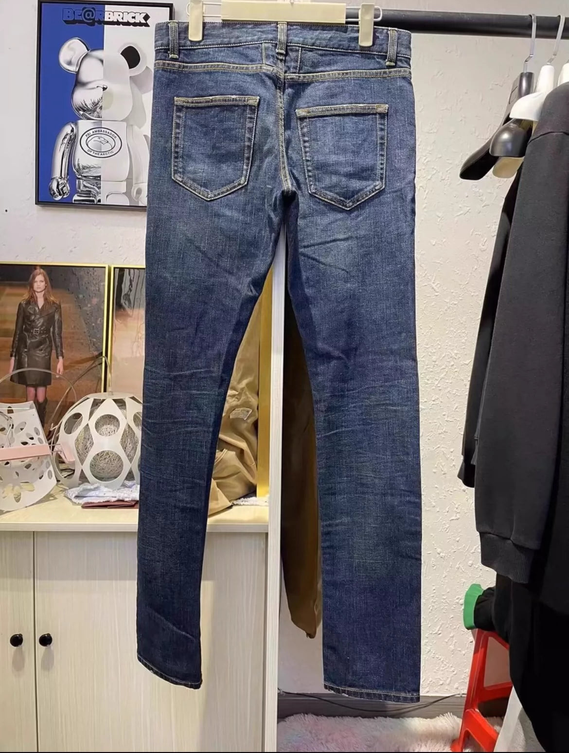 Saint Laurent Paris 14ss water ripple blue jeans