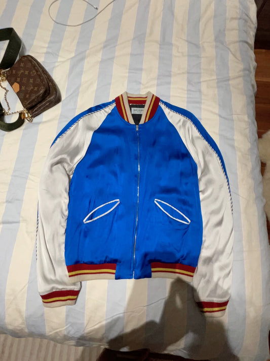 Saint Laurent ParisColor blocked baseball jacket