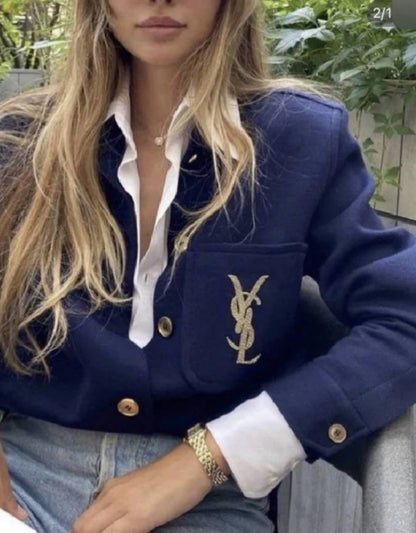 Saint Laurent Paris Embroidered jacket with letter logo