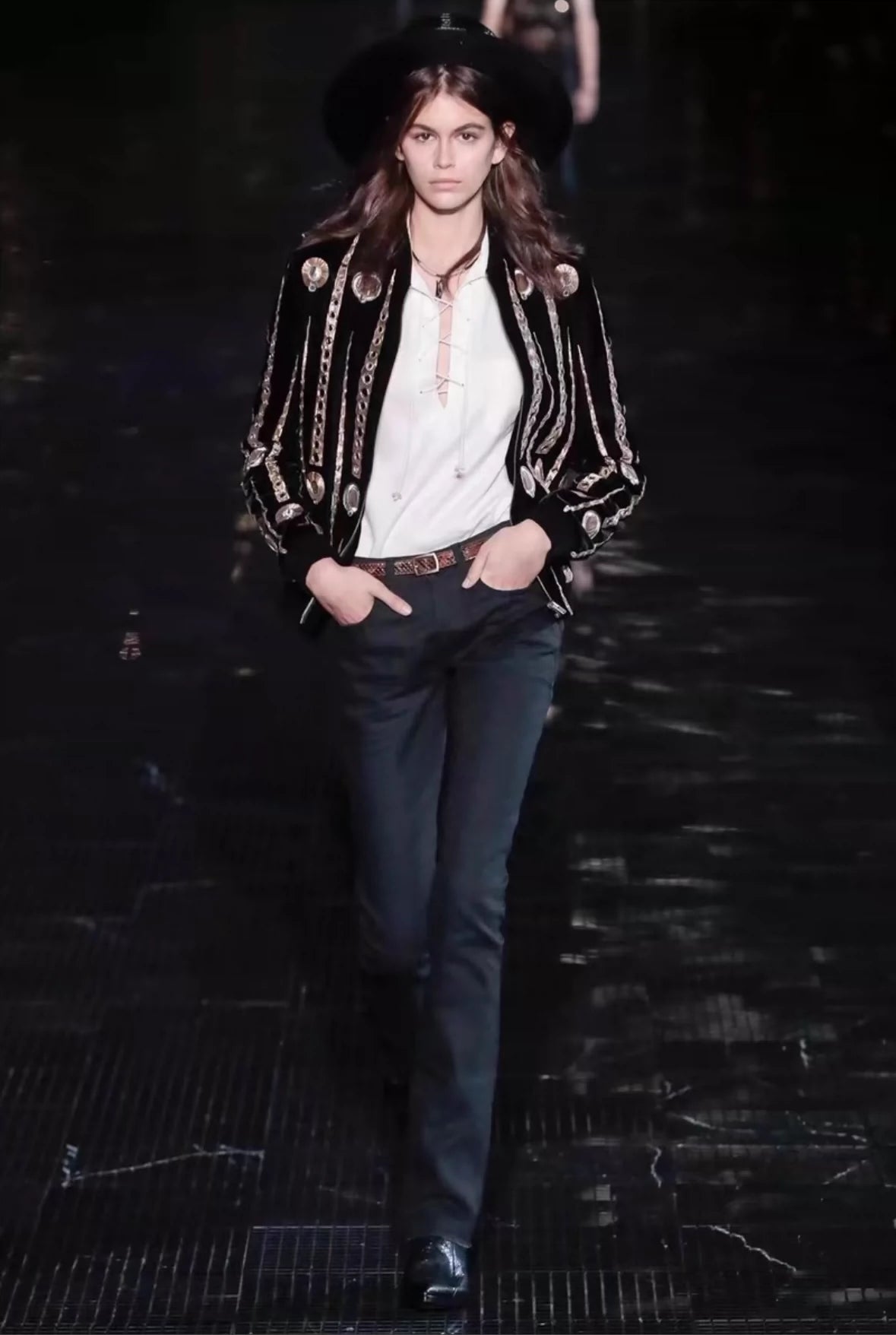 Saint Laurent Paris19SS jukebox velvet jacket