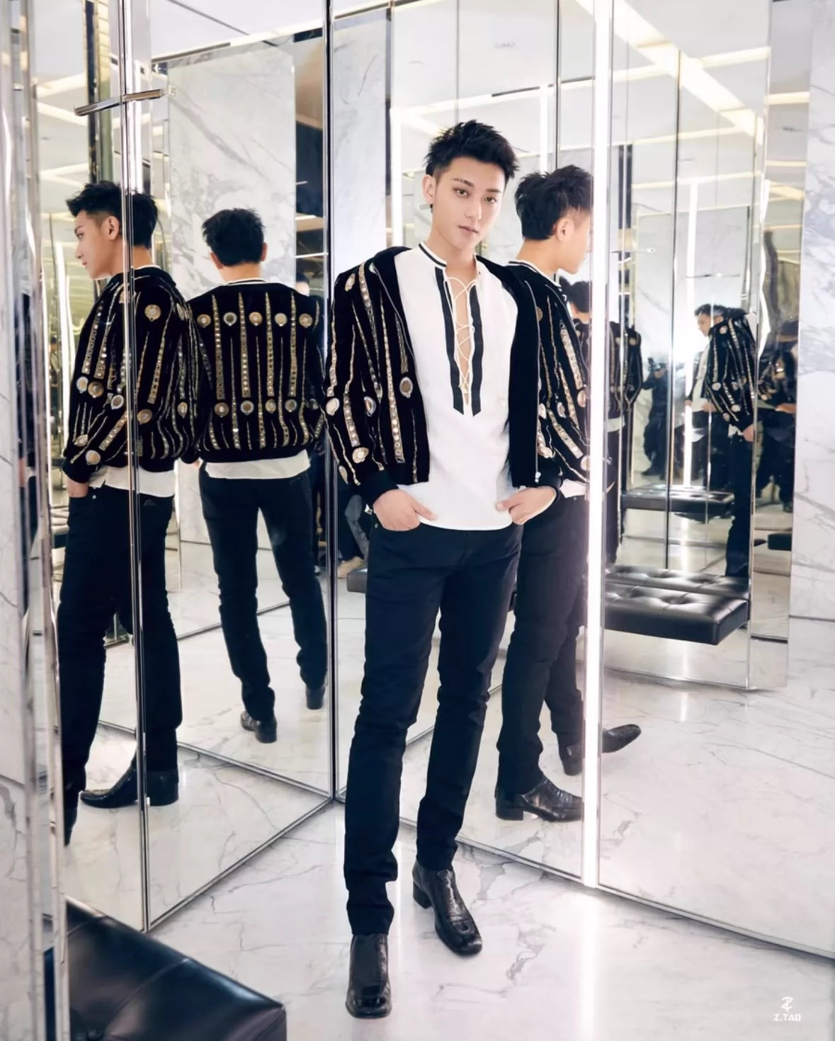 Saint Laurent Paris19SS jukebox velvet jacket