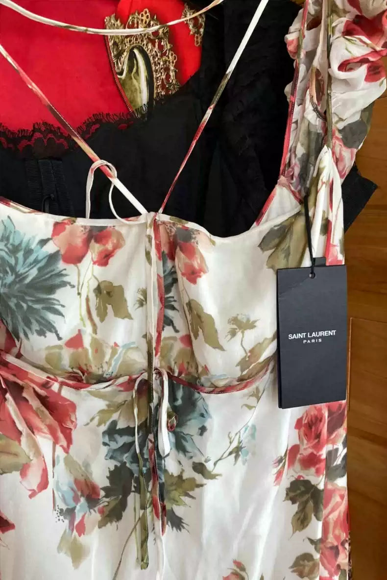 Saint Laurent Paris Flower silk dress