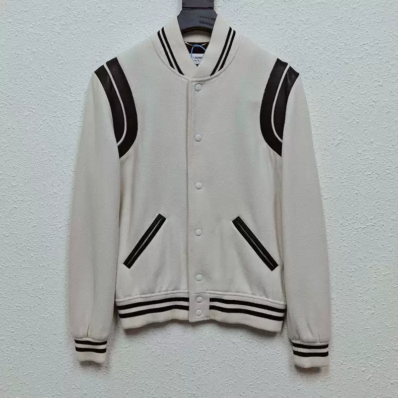 Saint Laurent Paris Black striped white baseball jacket