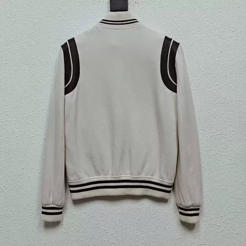 Saint Laurent Paris Black striped white baseball jacket