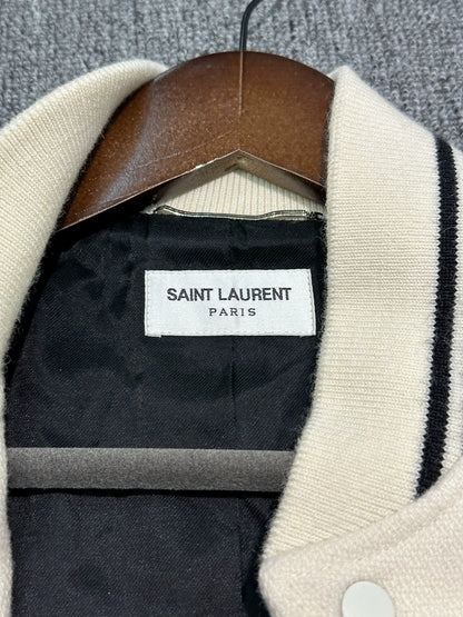 Saint Laurent Paris White patchwork baseball jacket