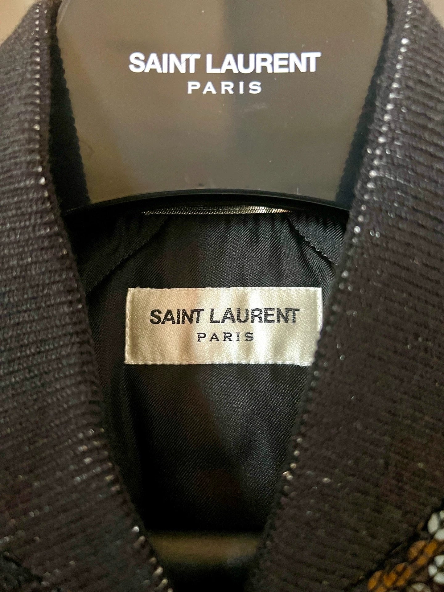 Saint Laurent Paris 17FW Black Scale Baseball Jacket