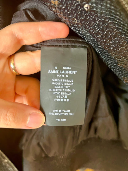 Saint Laurent Paris 17FW Black Scale Baseball Jacket