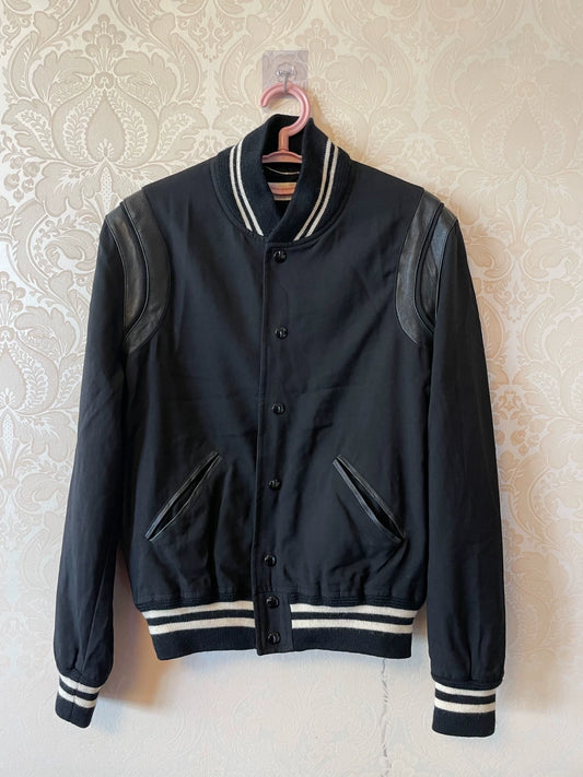 Saint Laurent Paris Striped single breasted baseball jacket